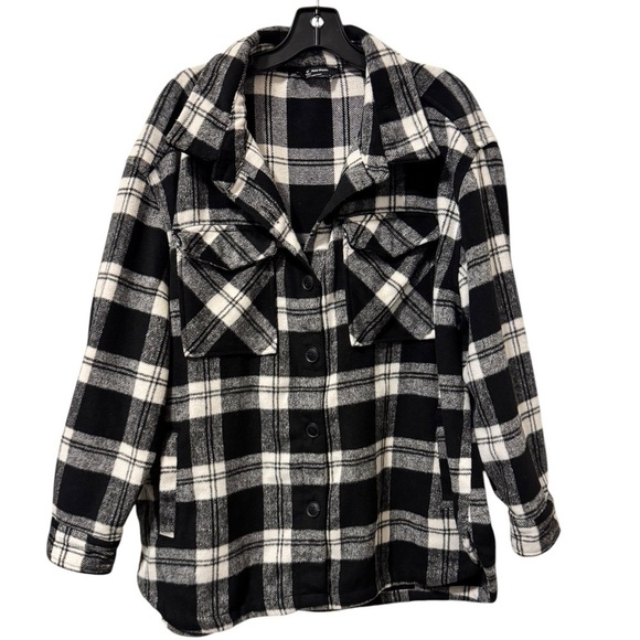 Women’s Plaid Shacket Black White Checkered Size XXL - Picture 8 of 8